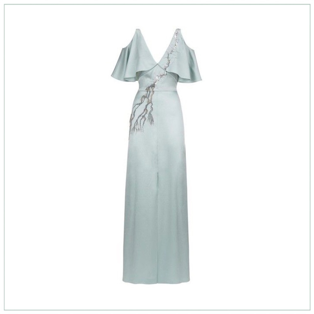 $4450 Temperley London Alchemy Ice Teal Crystal-Embellished Runway Dress